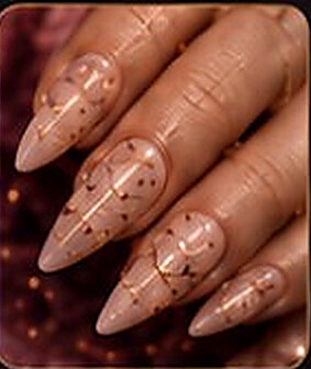 Manicure nude con decorazioni sottili e luminose